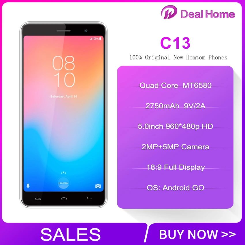 

HOMTOM C13 8:9 FHD Mobile Phone Android GO MT6580M Quad Core 1GB RAM 8GB ROM 2750mAh Smartphone