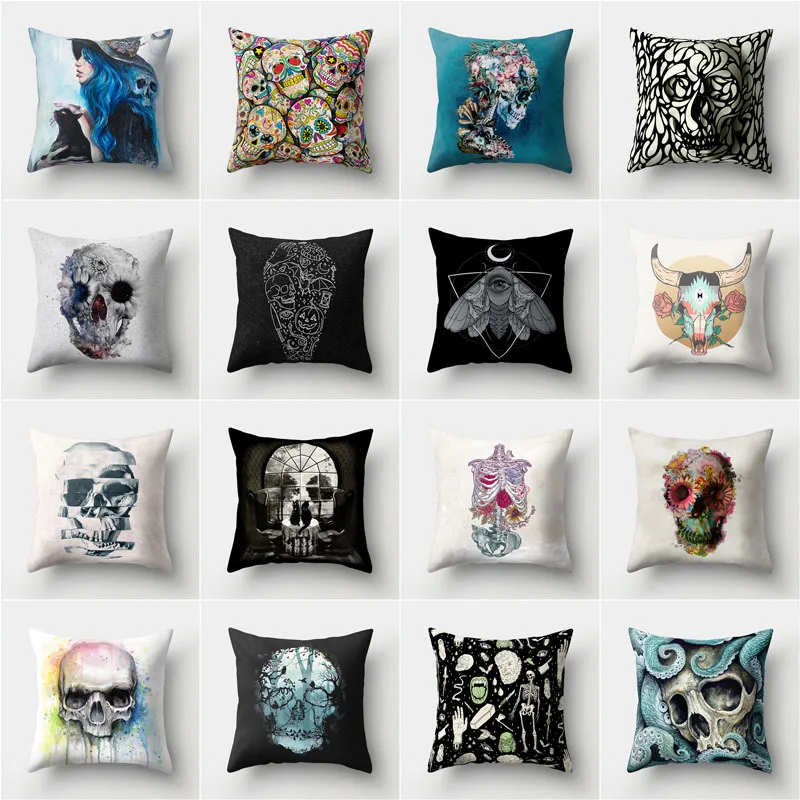 

Fashion new office pillowcase cartoon pattern horror polyester printing pillowcase car seat cushion cover cushion home pillow