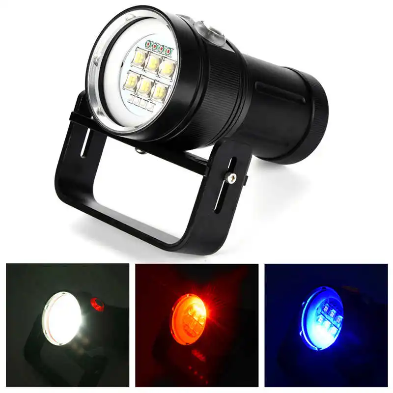 

Diving Flashlight Light Torch Photography 100M Underwater 4x Red+4x purple LED powerful led flashlight by 18650 battery #3o8