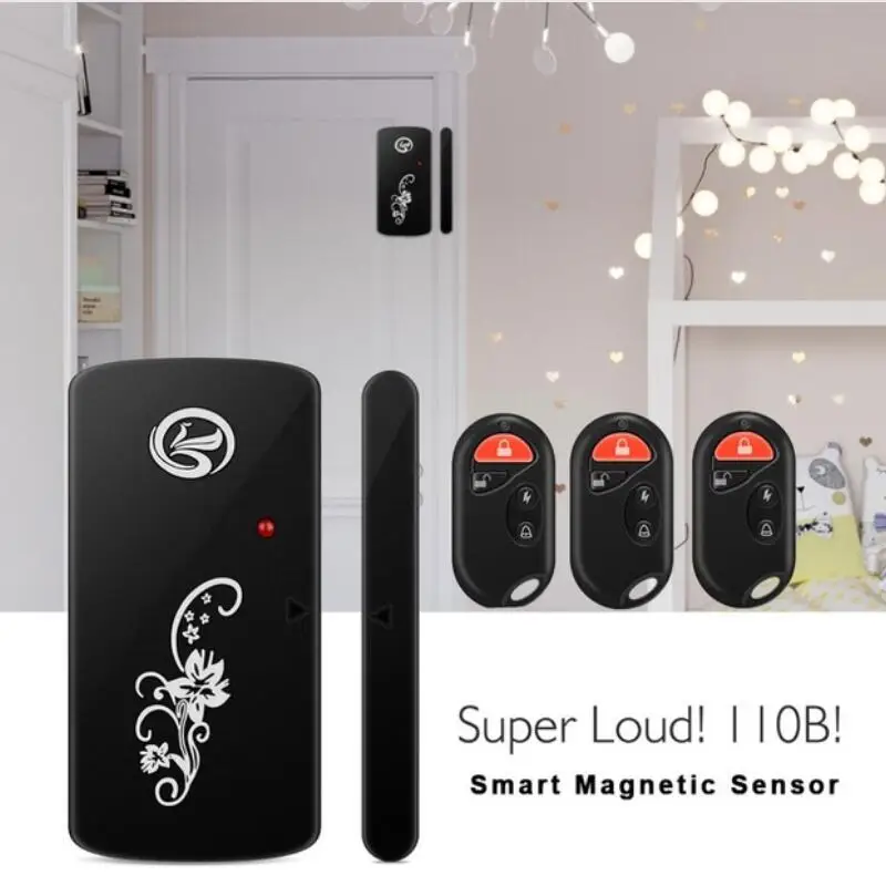 LESHP Smart Magnetic Sensor Remote Control Wireless Door Window Voice Alarm Home House Entry Burglar Security System 110db Black