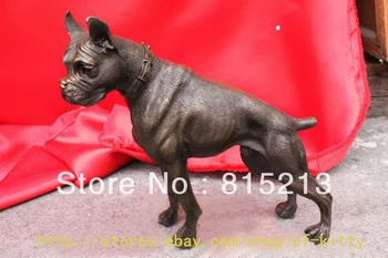 

wang 00070 Nice Large Bronze Boxer Dog Figure Statue 9"long