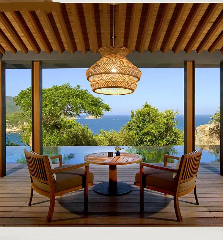 Southeast Asia Zen Jade Bamboo Pendant LightsRestaurant Box Light Tea