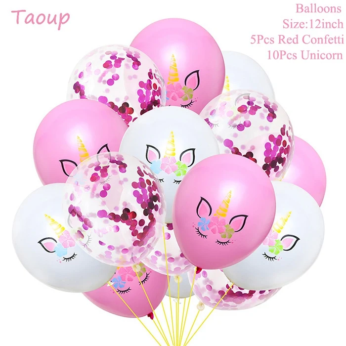 Taoup милые воздушные шары в виде единорога на день рождения, 10 шт., 12 дюймов, латексные воздушные шары, конфетти, воздушные шары на день рождения детей, вечерние воздушные шары в виде единорога - Цвет: Unicorn Balloons 3