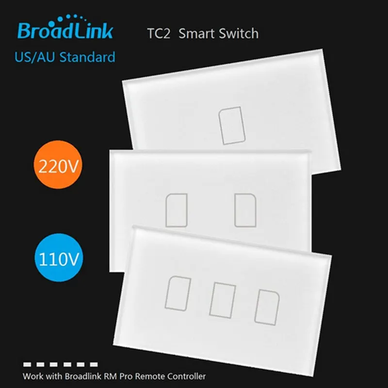 

Broadlink TC2 Touch Panel Switch 1 2 3 gang US/AU Smart home Automation Domotica Switch Wall Wifi Remote Control Light Switch