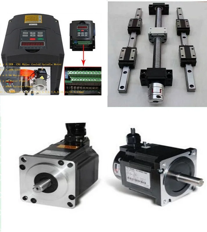 

linear rails HB20+ ballscrews 1605-290/1050/1050/1050mm+2.2KW 220V spindle motor+4 AXIS NEMA 23 428oz stepper motor+drag chain