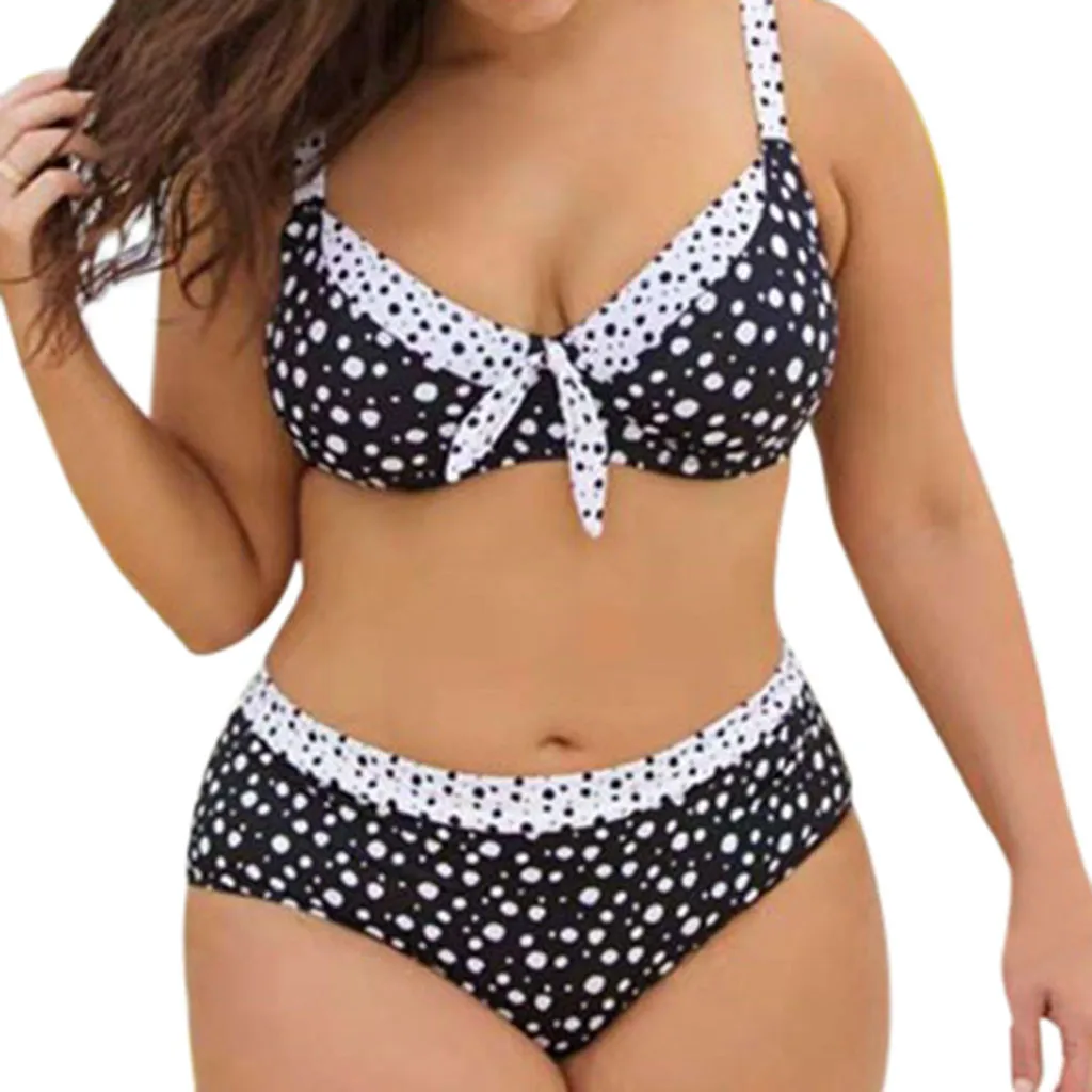 

Plus Size 4xl Swimwear Women Black Polka Dot Swimming Suit For Women Sexy Bow Tankini Swimsuits Womens Two Piece Swimsuit Womens