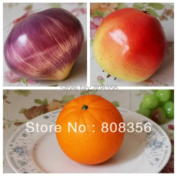 

one piece Dia 8cm * 8cm Artificial Simulation Pomegranate Onion Orange Fruits and Vegetables Wedding Photography Props Toy