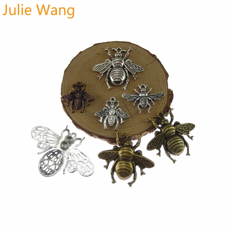 Julie Wang, 7 шт., античное серебро/бронза, смешанные формы пчелы, подвески, сплав, подвеска на ожерелье, подвески, аксессуары для изготовления ювелирных изделий