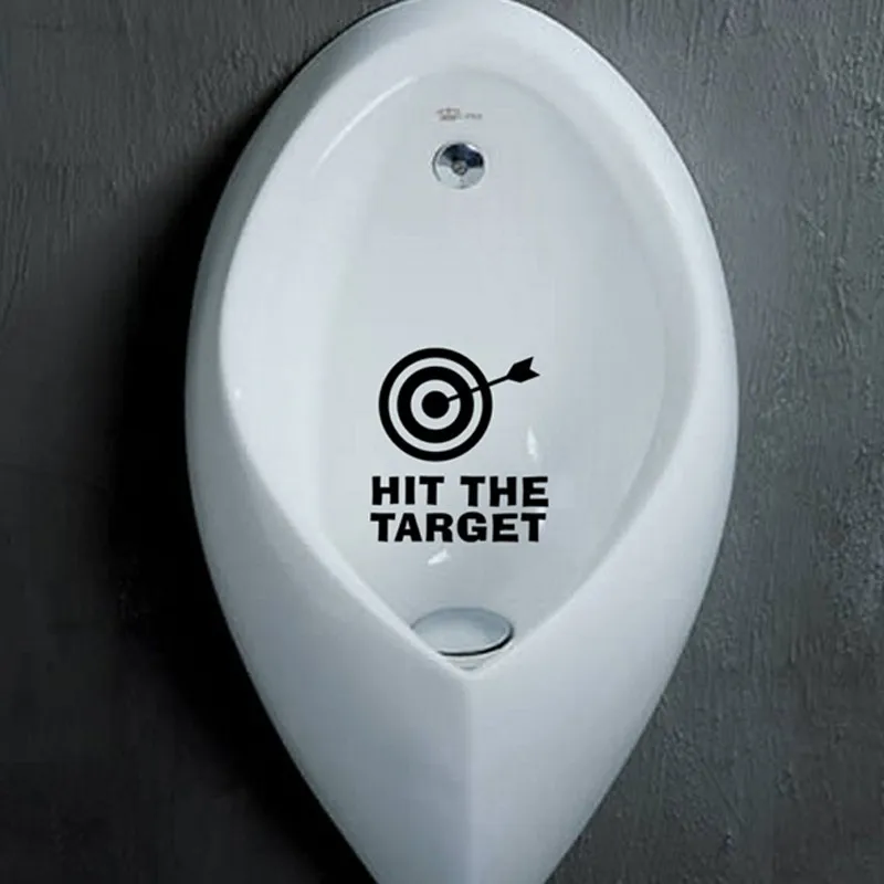 Funny HIT THE TARGET Bathroom Toilet Urinal Sticker Reminder for Him