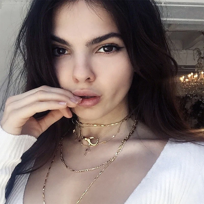 

Newest fashion jewelry accessories gold color with Lobster clasp shape Necklace for couple lovers' N476