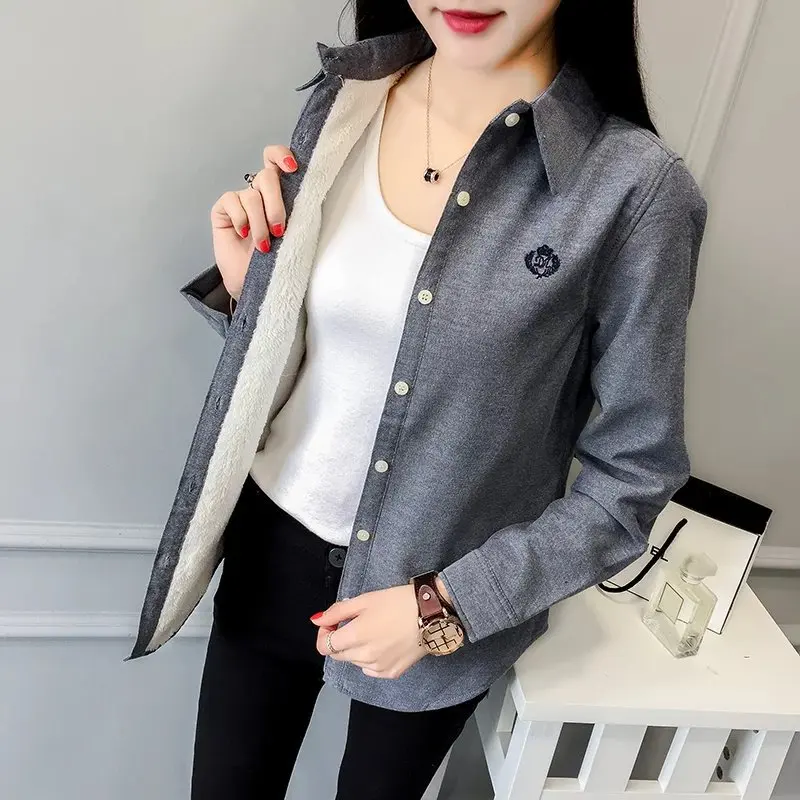 

Winter warm women full sleeve inside plus velvet blouse