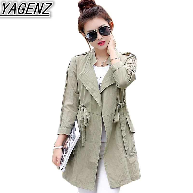 Sunscreen Windbreaker Female Middle long section Spring Summer 2017 New Loose Simple Casual font b Jacket