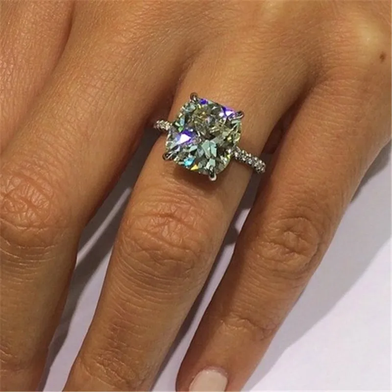 maeste Promise ring 925 пробы Серебряная Подушка огранка 2ct Sona cz обручальное кольцо кольца для женщин Свадебные украшения