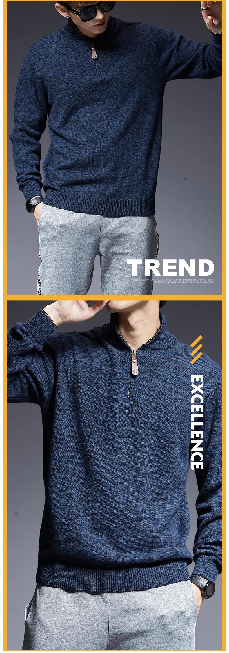 2019 новый осенний корейский стиль Повседневное Для мужчин s одежда модный бренд свитер мужские свитера Теплый, Облегающая посадка Джемперы