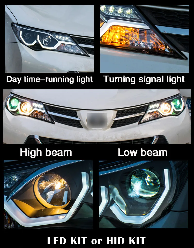 KOWELL CarStyling для Toyota RAV4 фары- COB дизайн светодиодный фары DRL Bi Xenon объектив высокого ближнего парковка Туман лампа