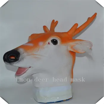 

100% Natural Rubber Giraffe Sika Deer Head Mask Headgear Animal Head Party Halloween Masquerade Animal Head Masks