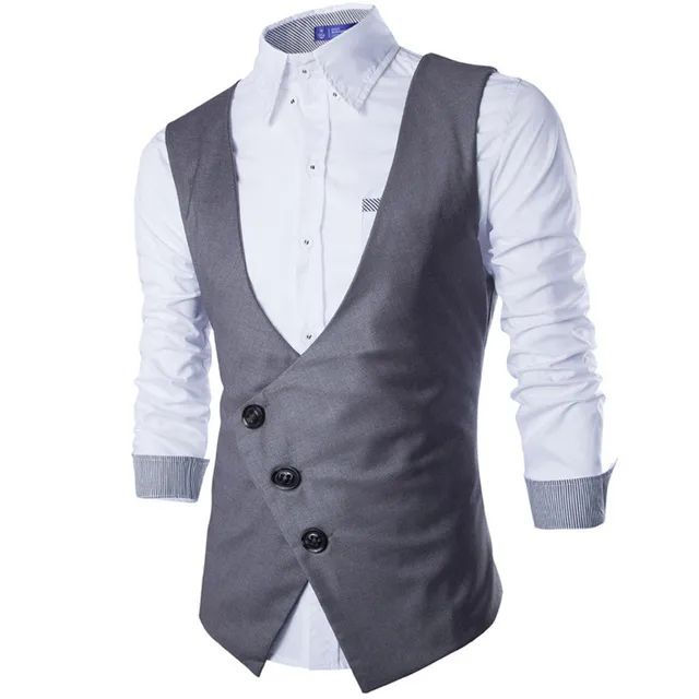 2017 New Arrival Mens Casual Suit Vest Autumn Fashion Design Inclined