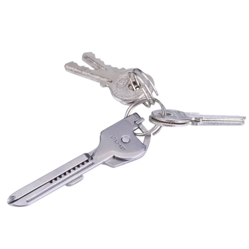 

6 in1 Camping Swiss Pocket Survival Knife Multi Function Keys Stainless Steel EDC Multifunction Keychain