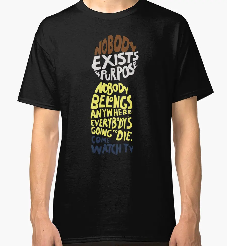 Rick and Morty Typhography Men's Black Tees Shirt Clothing Free shipping Harajuku Tops t shirt Fashion Classic Unique