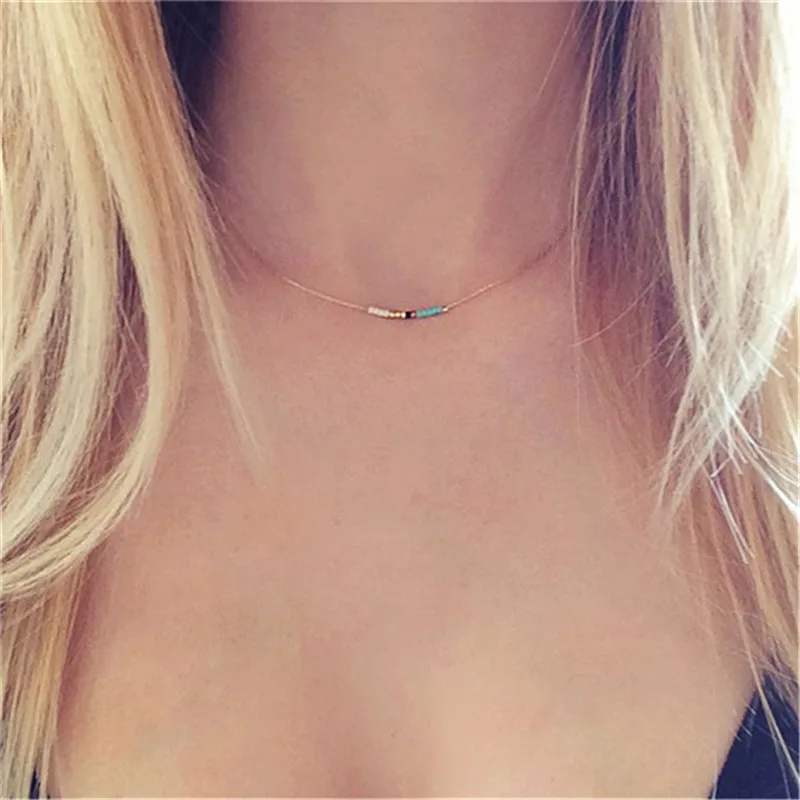 

10pcs_2017 New Fashion Gold chain necklace Hot sale Beaded necklace Foreign trade selling for Women