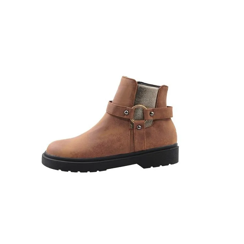 2019 Autumn Winter New Women's Boots Casual Flat Platform Ankle Boots Big Size Chelsea Boots Shoes For Woman Side Zip Lady Shoes (16)
