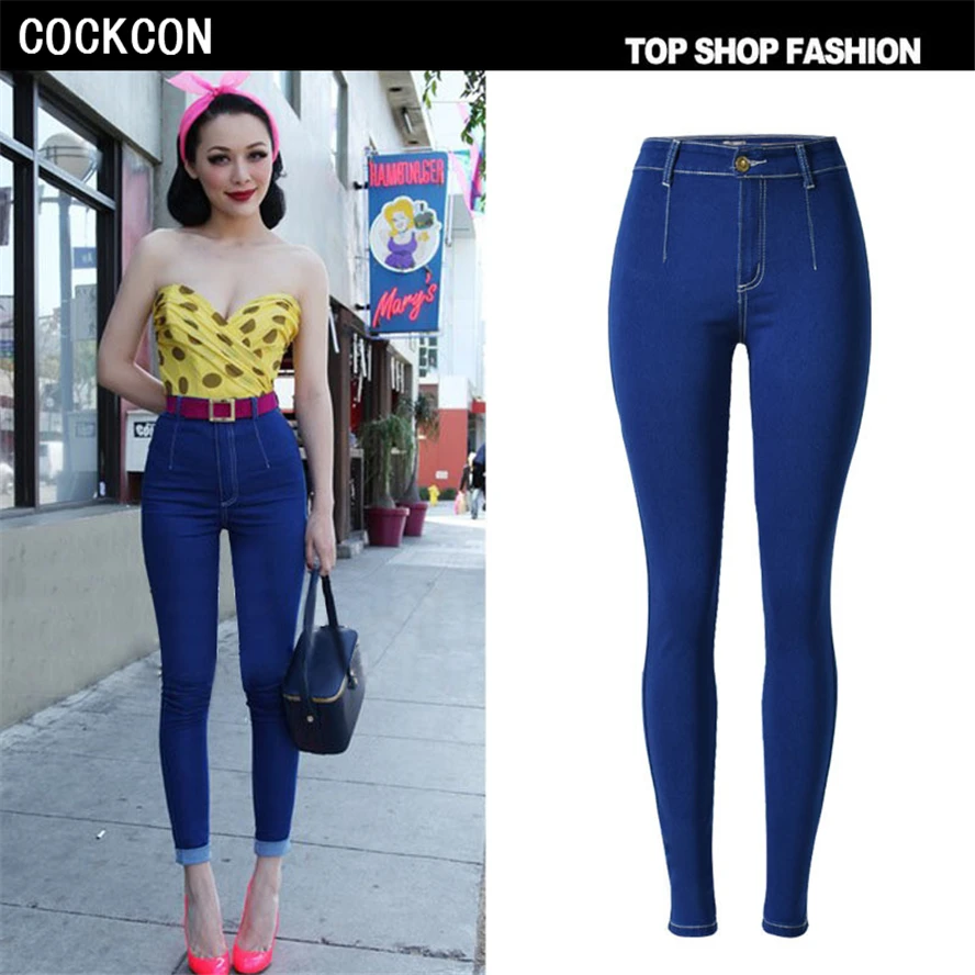 COCKCON New 2017 Women s jean Pants Female Jeans High Quality Skinny Stretch Pencil Denim Ladies