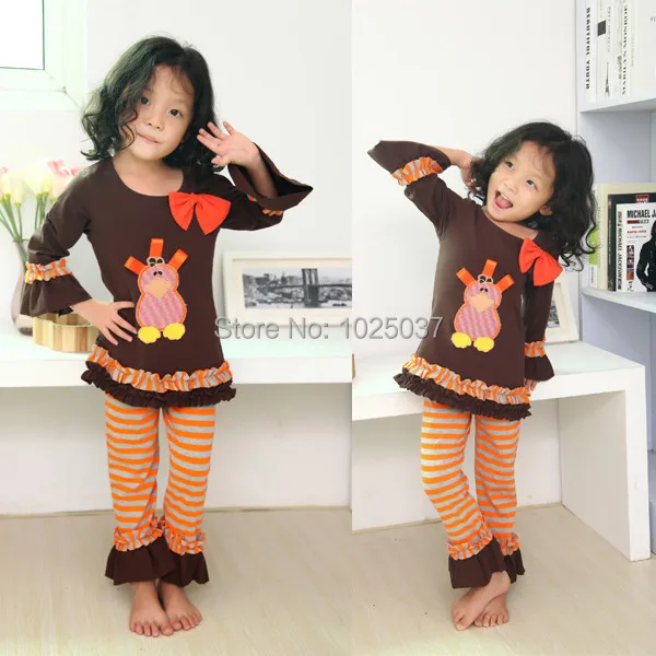 Buy Posh Girls Thanksgiving Clothing Set Brown Cotton