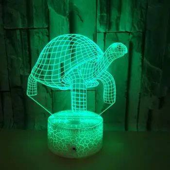 

2018 Lovely 3D Tortoise Night Light 7 Color Acrylic USB Charger Crack Base LED Bedroom Lamp Christmas Gift for Children