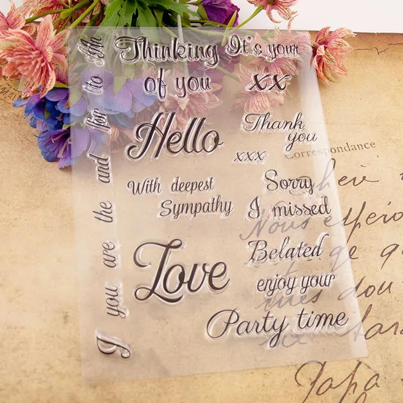 

New Letters Sentence Pattern Clear Stamps for Scrapbooking DIY Silicone Seals Photo Album Embossing Folder Paper Template Craft