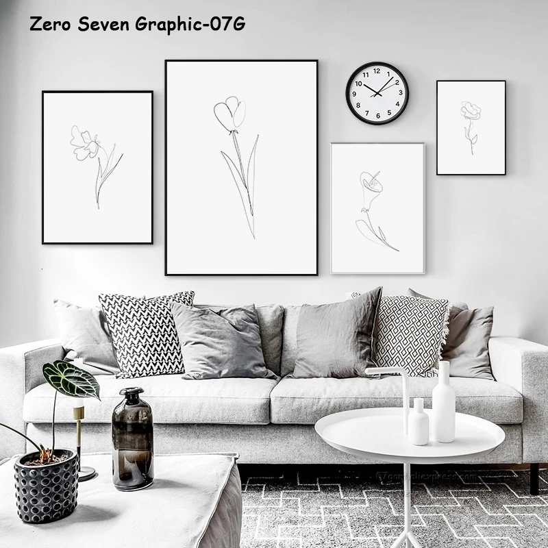 

Modern Canvas Poster And Print Minimalist One Line Art Painting Flower Wall Art Pictures For Living Room Home Decoration