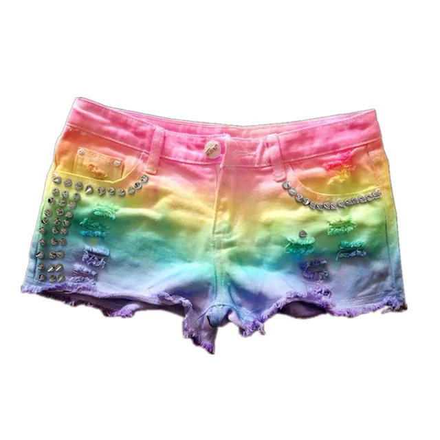 Rivet Women Shortsr Women Shorts Tie Dye Rainbow Ice Cream Color
