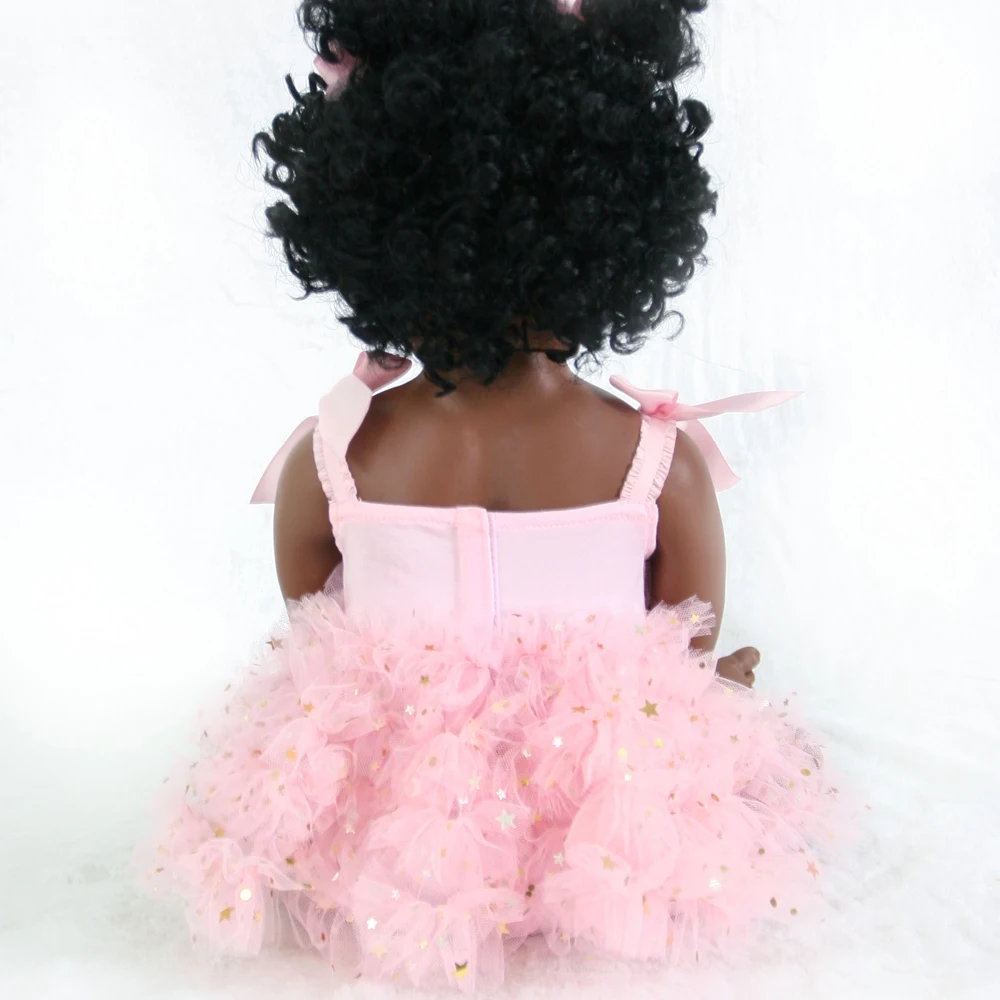 56 см полностью силиконовая кукла Reborn Baby Doll игрушка 22 дюймов черная кожа новорожденная девочка принцесса малыши кукла ребенок игрушка bebe кукла