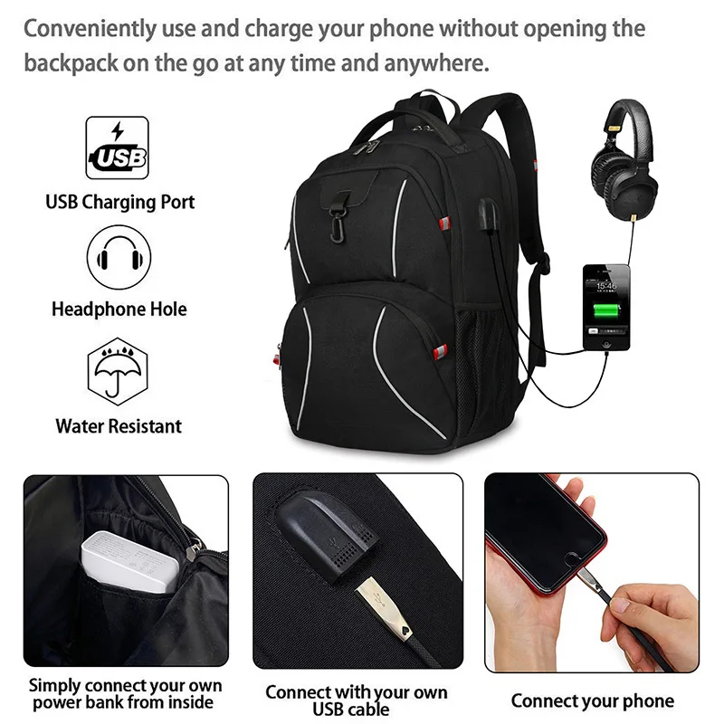 Mochila Para Hombre Ampliable 18L-25L - Impermeable, Con Portátil Hasta 17 Pulgadas, Ideal Para Trabajo Y Viajes