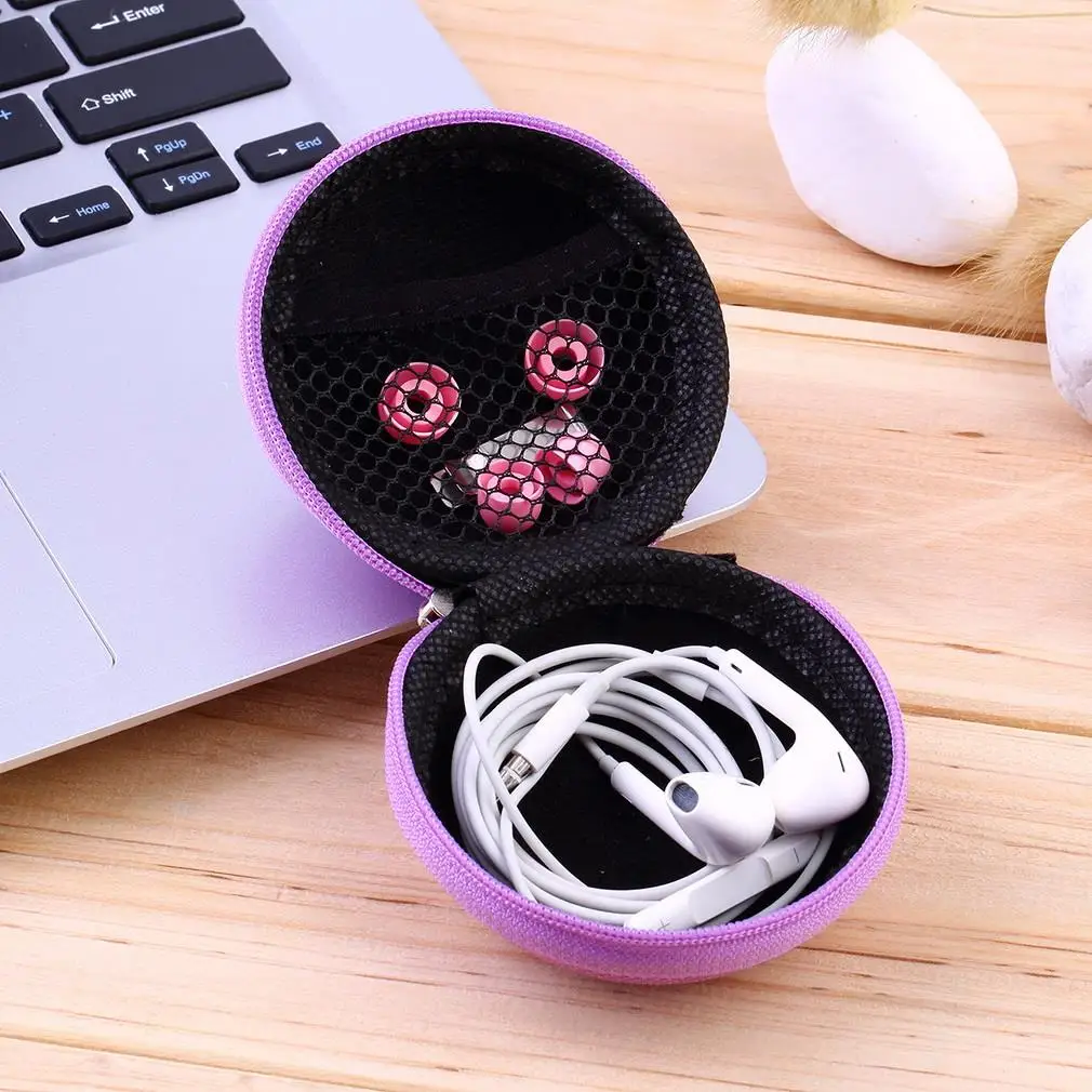 7 Colors PU leather Zipper Protective Headphone case Pouch Earphone Storage bag Soft Headset Earbuds box Usb cable organizer