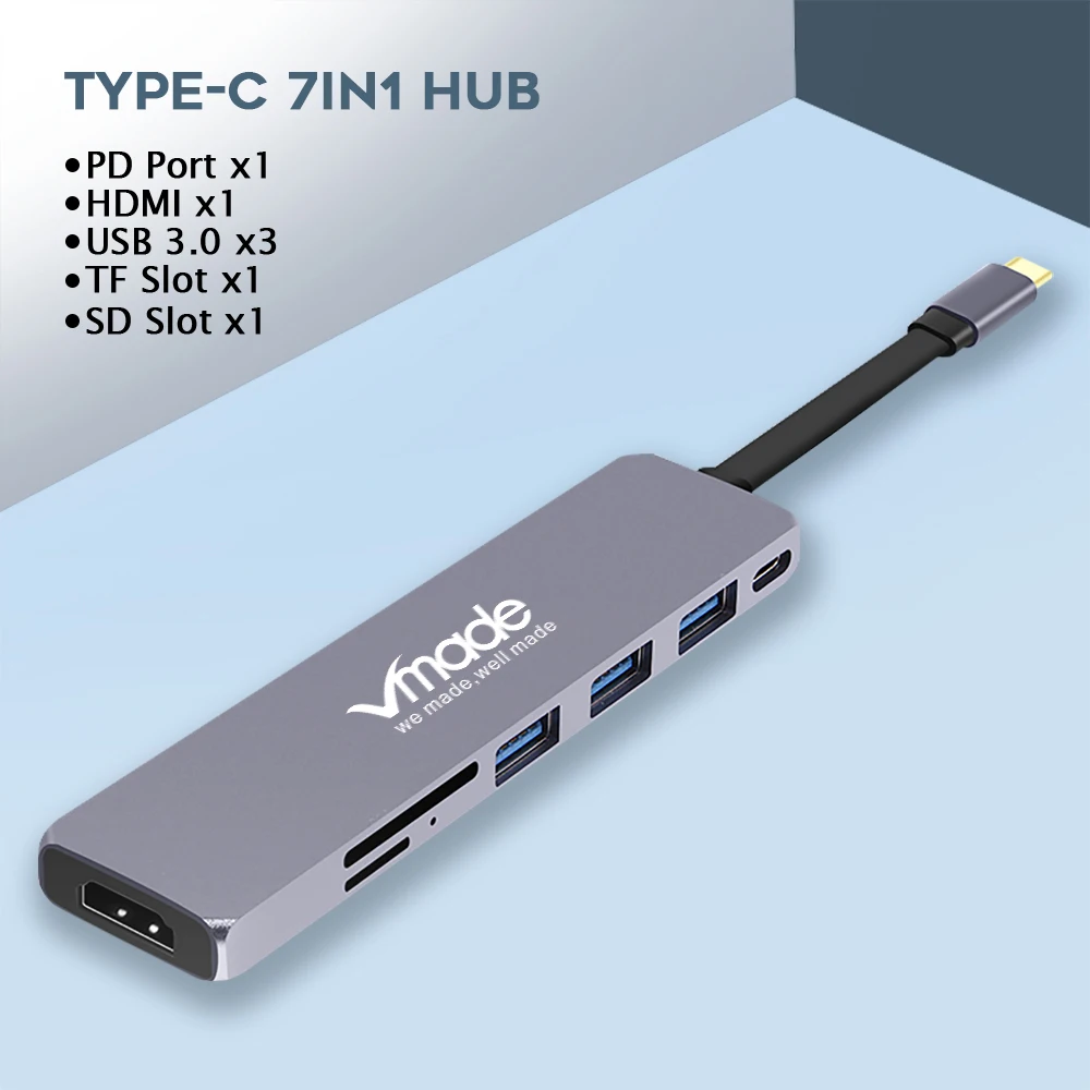 Vmade USB C концентратора USB-C до 3,0 концентратор HDMI Thunderbolt 3 адаптер для MacBook samsung Galaxy S10 плюс huawei P30 Pro Тип C USB HUB