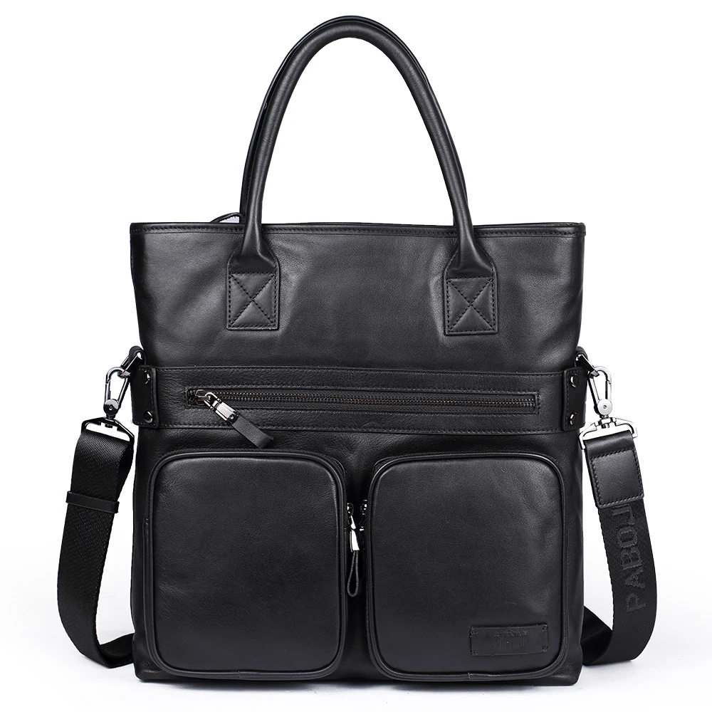 PABOJOE 2018 Men Casual Briefcase Business Shoulder Bag Leather Messenger Bags Computer Laptop ...