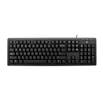 

V7 USB/PS2 Wired Keyboard – US, Standard, Wired, USB, Mechanical, QWERTY, Black