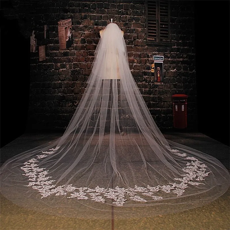 2015 Fashionable Ivory High Quality Soft Tulle Wedding Veils Lace