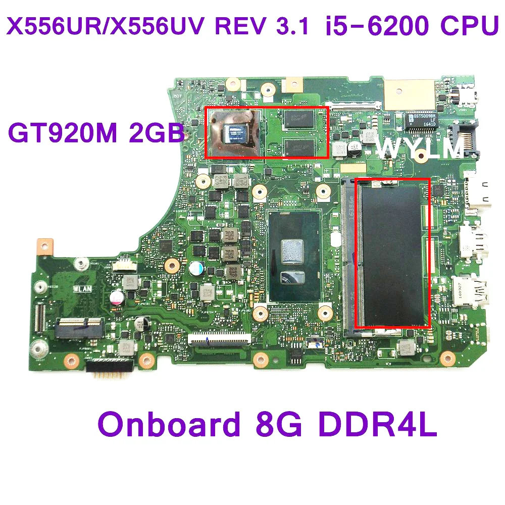 

X556UR MAIN_BD._8G/I5-6200U/AS V2G 90NB0BF0-R00050 Mainboard For ASUS S X556UV X556U X556UJ X556UV Laptop motherboard 100% Test