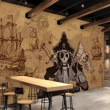 Beibehang papeles de pared personalizados papel de parede 3d murales de fotos Europa y América Retro Barco Pirata Bar Café papeles de pared de fondo