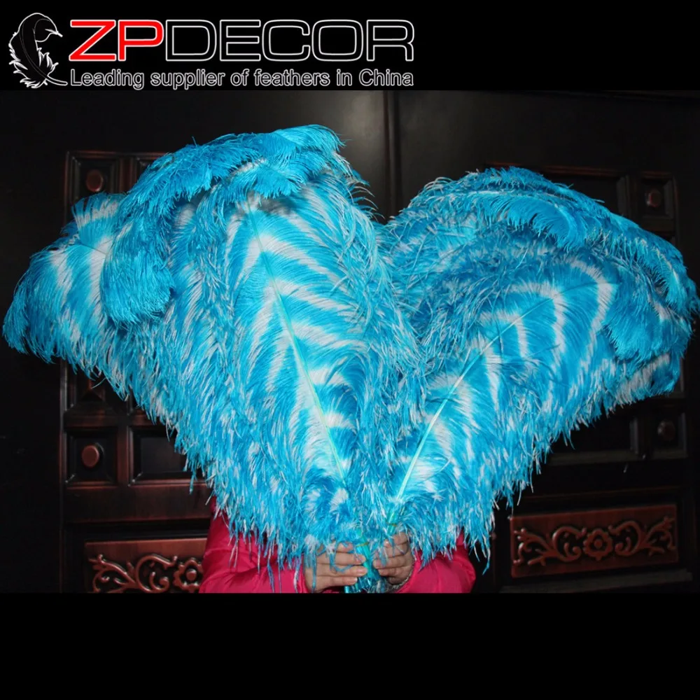 ZPDECOR 65 70 см (26 28 дюймов) 50 шт./лот окрашенные в полоску белые и синие страусиные