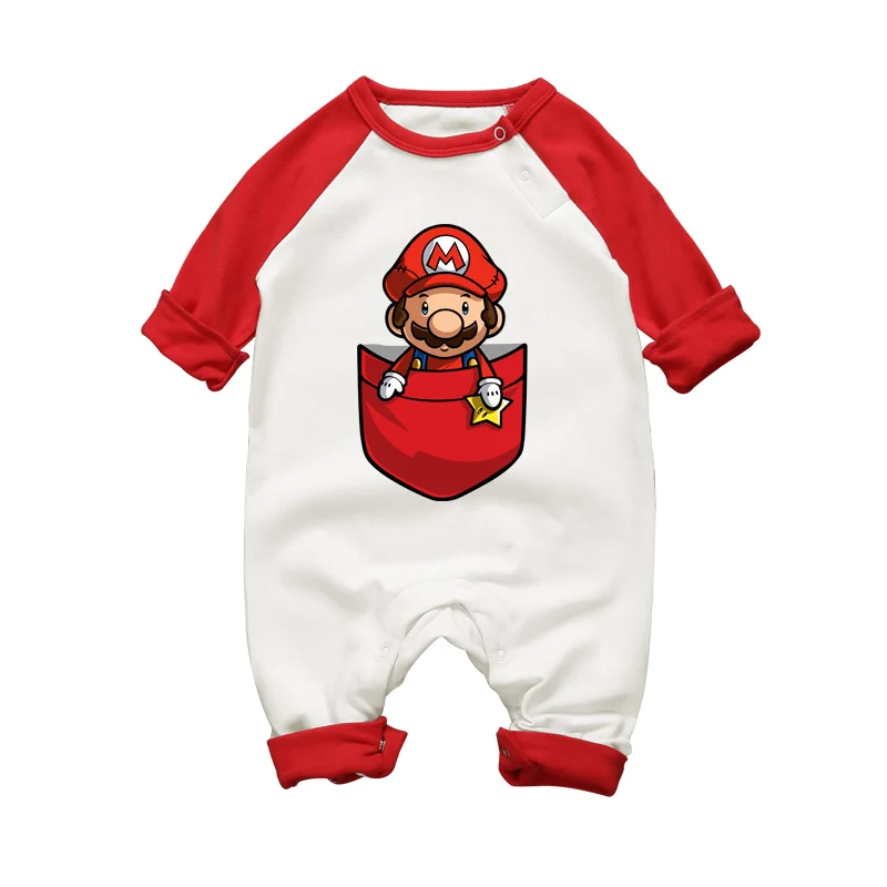 Barboteuse imprimée Super Mario pour bébé garçon | Combinaison d'hiver épaisse, vêtements chauds pour filles, vêtements d'extérieur, design de dessin animé Super Mario