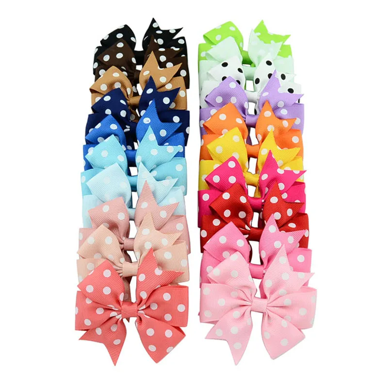 WD2U - Diadema Elástica Con Lazo De Grogrén De Puntos Negros Para Niñas