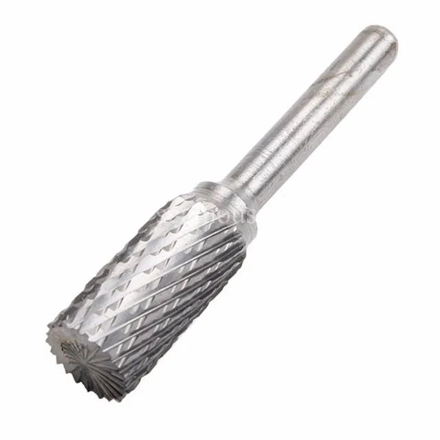 5 Pcs 10MM Head Tungsten Carbide Rotary Burr Set Cylinder Shape Double Cut Rotary Burrs File with 1//4 Shank