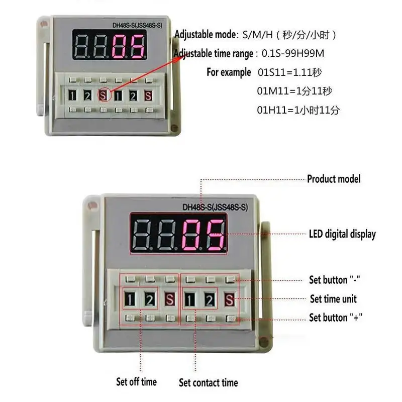 DH48S-S 12 В реле времени 220VAC 24VDC повторный цикл SPDT с разъемом DH48S серии Таймер задержки с базой