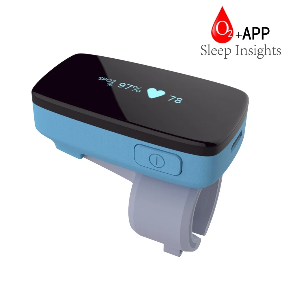 

Sleep Monitor w/ Vibrating for Low Blood O2 and Snoring Tracking Oxygen Saturation Level, Heart Rate Finger Ring Sensor