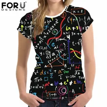 FORUDESIGNS/брендовая одежда; женская футболка с принтом формулы математики; повседневные футболки с короткими рукавами; дышащие летние топы для девочек; футболка