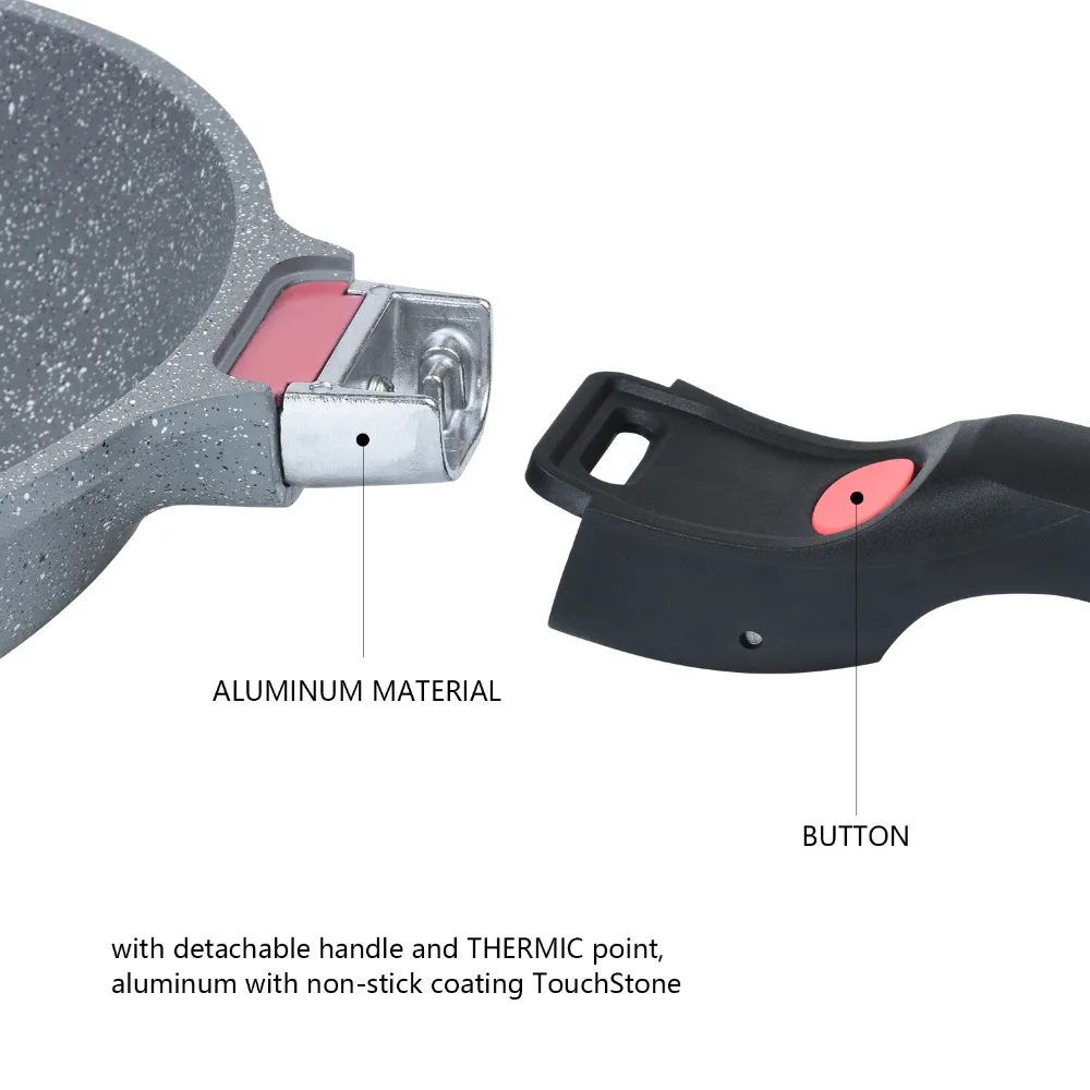 Фиссман сковорода антипригарная мраморная алюминиевая съемная ручка с красным нажимным дном точечная Индукционная посуда