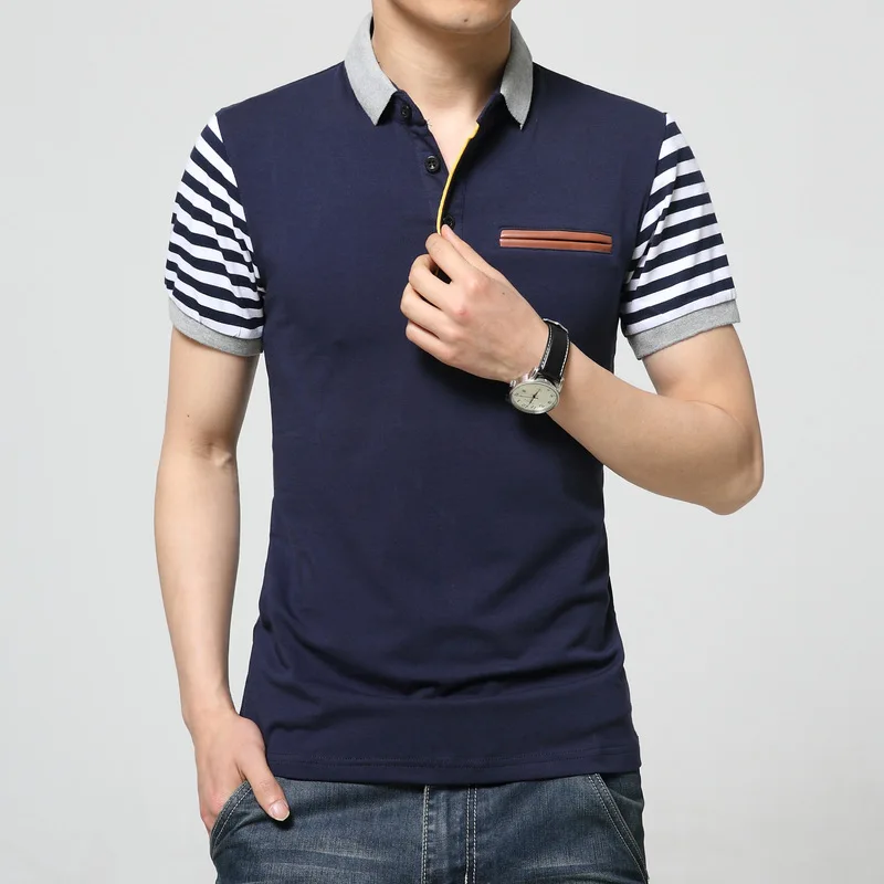 Striped Polo Men's Shirts Cotton Button Summer Classic Shirt Men Casual
