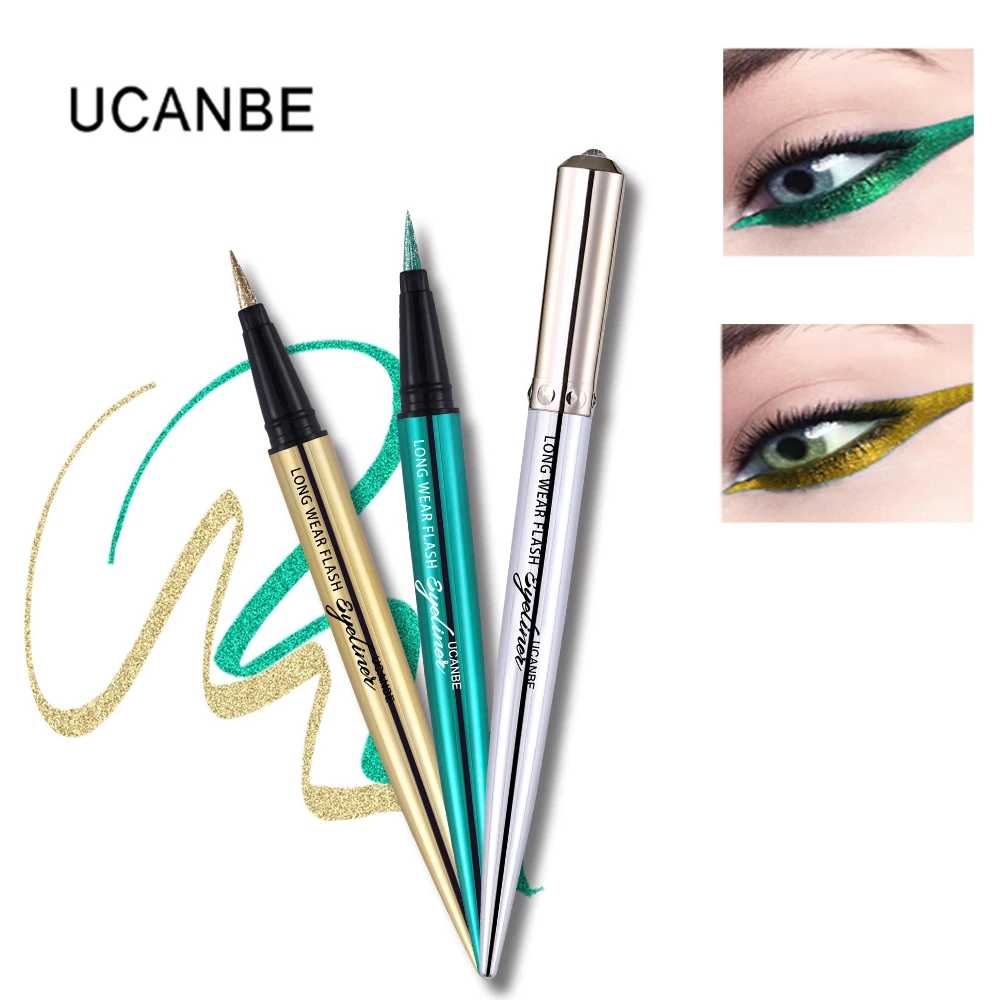 Ucanbe eye makeup diamond glitter eyeliner pencil purple blue green eyeliner smudge proof